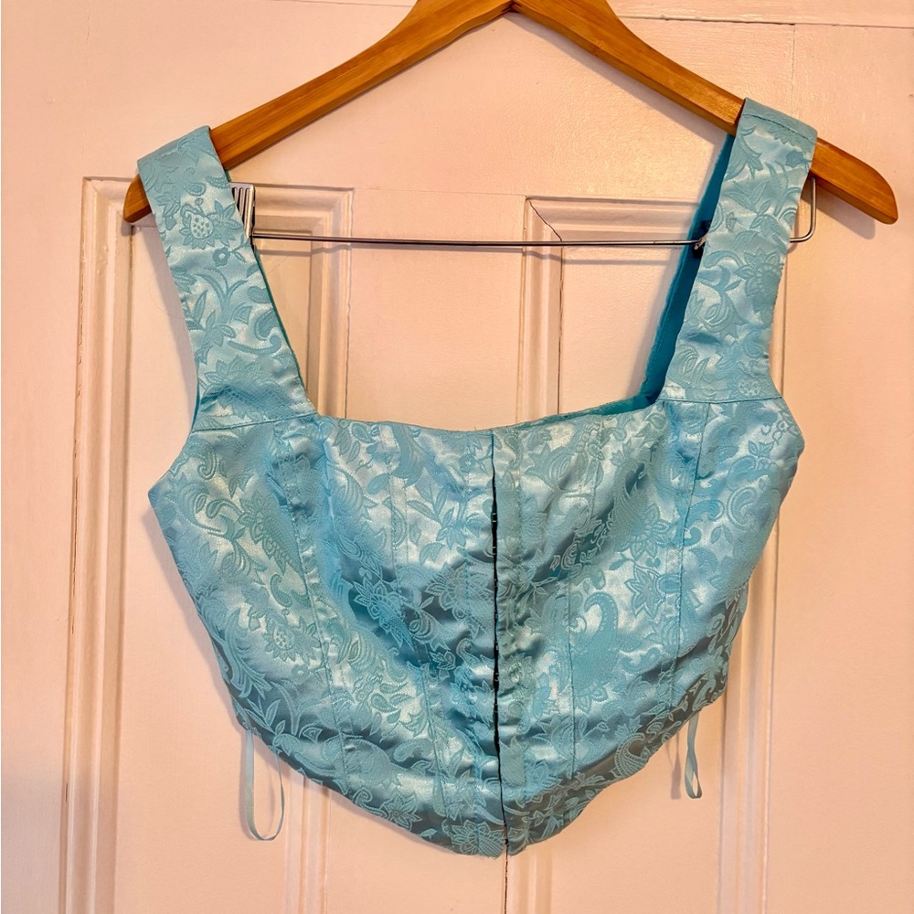 Corseted Turquoise Floral Women's Top